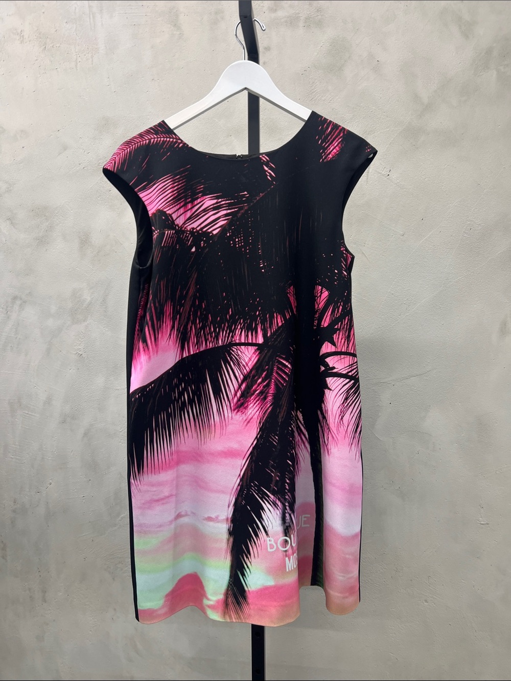 Moschino Black & Pink Palm-Print Swim Coverup